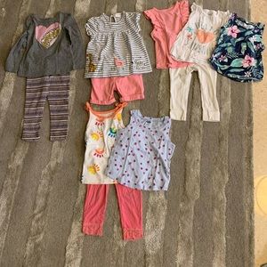Toddler girl clothing, mix and match, 11 items total.